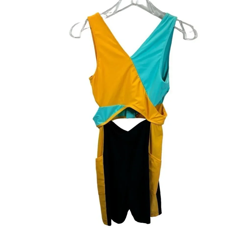 Ladies Outdoor Voices Color Block SplashKnit 6”‎ Bodysuit Size Small